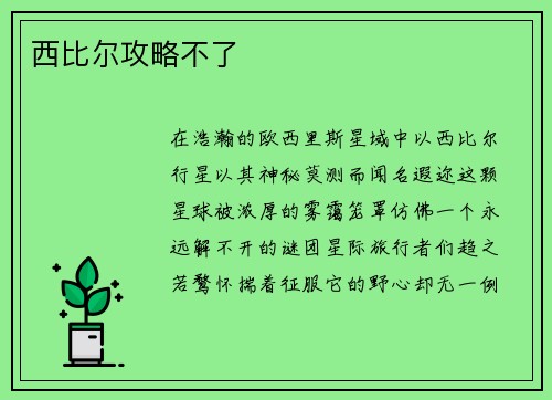 西比尔攻略不了